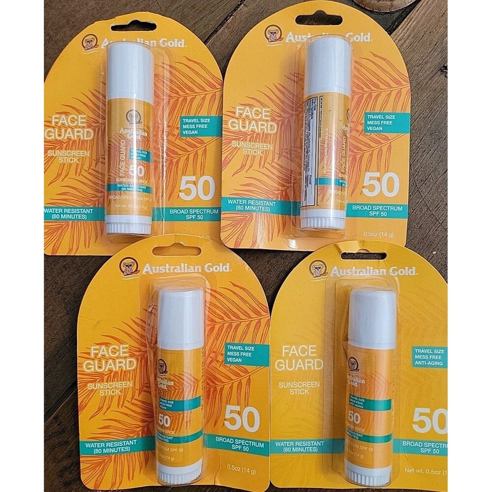 AUSTRALIAN GOLD FACE GUARD SUNSCREEN STICK SPF 50 0.5 OZ LOT OF 4